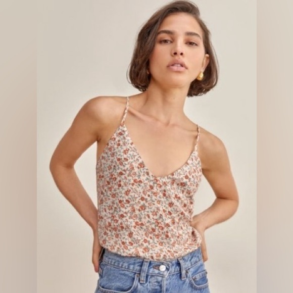 NWOT Reformation Rovino Floral Strappy Blouse in Fairy Size M - Picture 2 of 11